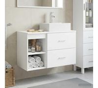 LoogCape Ensemble de mobilier de Salle de Bain en Bois d'ingénierie 2 pièces Blanc avec Meuble lavabo Vasque et Cabinet Mural, et Rangement Pratique pour intérieur Moderne