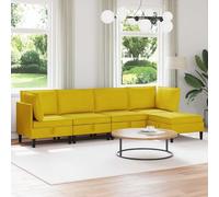 LoogCape Ensemble de salon avec coussins et espace de rangement 5 pièces en velours jaune moderne pour salon avec design ergonomique, cadre en contreplaqué durable et housse en velours facile