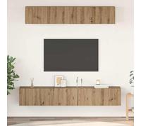 LoogCape Ensemble Meuble TV Mural 5 pièces en Bois d'ingénierie chêne Artisanal pour Salon Moderne, Support écran, Rangement Pratique, Style Contemporain, Facile à Assembler
