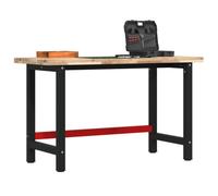 LoogCape Etabli - 140 x 60 x 83 cm - En bois d'acacia massif - Rectangulaire - Réglable en hauteur - Pliable - Avec tiroir et paroi perforée - Pour bricolage, atelier, garage, cave