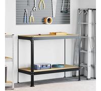 LoogCape Établi noir 115 x 55 x 91 cm en contreplaqué et métal avec panneau perforé, tiroir, plan de travail réglable en hauteur, design robuste pour atelier, garage, cave, bricolage