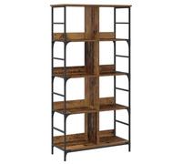 LoogCape Étagère 4 Niveaux 78,5 x 33 x 153 cm en métal et Bois Ancien Meuble de Rangement pour Salon Bureau Chambre avec capacité 60 kg Design autoportant idéal pour bibliothèque