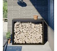 LoogCape Étagère à bois de chauffage noire - 100 x 40 x 80 cm - Support en acier pour poêle de cheminée - Rangement et séchage dans le salon, le jardin, la terrasse - Panier à bois d'empilage pour