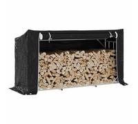 LoogCape Étagère à bûches avec protection contre la pluie 200,5 x 60,5 x 110,5 cm en acier galvanisé pour l'extérieur, couverture résistante aux intempéries, grande capacité de stockage, manipulation