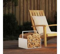 LoogCape Étagère à bûches blanche 40 x 40 x 40 cm en acier laminé à froid avec grande capacité pour bois de cheminée, support empilable, étagère à bois, panier à bois, convient pour l'intérieur et