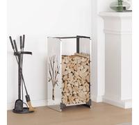 LoogCape Étagère à bûches en acier inoxydable - 40 x 30 x 80 cm - Pour bois de cheminée, bois de chauffage, panier à bois, rangement et rangement dans le salon, la terrasse, le jardin, l'intérieur et