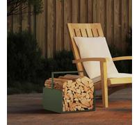 LoogCape Étagère à bûches vert olive - 40 x 40 x 40 cm - En acier laminé à froid - Panier à bois pour le rangement et le rangement dans le salon, la terrasse, le jardin