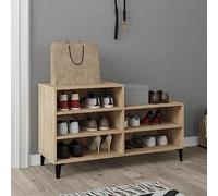 LoogCape Étagère à chaussures en chêne Sonoma - En bois et métal - 102 x 36 x 60 cm - 5 compartiments - Pour couloir, couloir, vestiaire, chambre à coucher - Avec espace de rangement