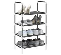 LoogCape Étagère à chaussures étroite à 4 niveaux - Noir - En tissu non tissé - 44 x 28 x 77 cm - Empilable - Pour couloir, entrée, vestiaire, baskets, bottes, pantoufles, espace de rangement