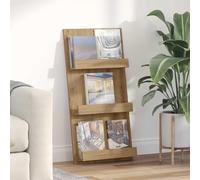 LoogCape Étagère à revues en chêne Artisan 51 x 11 x 102 cm pour salon, bureau et coin lecture, porte-revues peu encombrant avec 3 étagères, durable et élégant