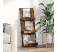 LoogCape Étagère à revues en chêne fumé - 43 x 11 x 102 cm - En bois - Porte-revues polyvalent pour salon, bureau et salle d'attente, peu encombrant, durable, design élégant