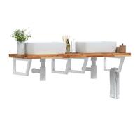 LoogCape Étagère de lavabo murale en acier et bois d'acacia, 120 x 50 cm, 4 supports, meuble de salle de bain pour lavabo, rangement, serviettes, cosmétiques, moderne, pour salle de bain, WC