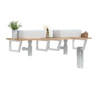 LoogCape Étagère de lavabo murale en acier et bois d'acacia - 120 x 50 cm - Étagère portable pour lavabo, meuble de salle de bain, espace de rangement, serviette et cosmétiques dans la salle de bain