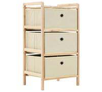 LoogCape Étagère de Rangement en Bois de cèdre avec 3 paniers Tissu Beige capacité 2 kg par Panier Meuble modulable pour Chambre Salon Bureau Cuisine Garage Organisateur Pratique