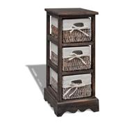 LoogCape Étagère de Rangement en Bois Marron avec 3 paniers en Tissage, Support modulable pour Chambre, Salon ou Bureau, Meuble Pratique et élégant avec Grande capacité de Stockage