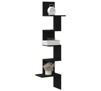 LoogCape Étagère Murale d'angle Noir 32x32x127,5 cm en Bois d'ingénierie Support Planche de Rangement Suspendu décoratif pour Salon Chambre Cuisine Bureau