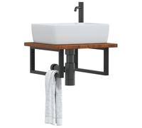 LoogCape Étagère Murale en Acier et Bois de chêne Massif pour Meuble lavabo Salle de Bain Support de Rangement Robuste et élégant avec Fixation Facile pour Toilette WC Douche et buanderie