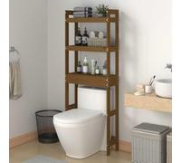 LoogCape Étagère WC marron miel 63 x 26 x 171 cm en pin massif peu encombrant avec 3 étagères pour salle de bain et cuisine, aspect rustique, montage mural, durable, polyvalente