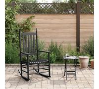 LoogCape Fauteuil à bascule avec table pliante noire en bois massif de peuplier - Fauteuil de relaxation pour jardin et intérieur - Fauteuil de salon confortable avec accoudoirs - Fauteuil à bascule