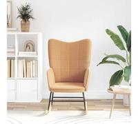 LoogCape Fauteuil à Bascule Beige en Tissu Sherpa avec Cadre en métal et Bois Massif pour Salon, Chambre ou Bureau, siège Confortable, Support Ergonomique, Design Moderne, capacité 110 kg