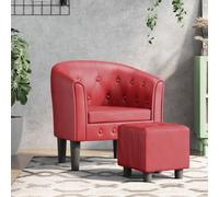 LoogCape Fauteuil Cabriolet Rouge Bordeaux en Similicuir avec Repose-Pied, Chaise de Salon Moderne, siège Confortable, Meuble de Chambre ou Bureau, capacité 110 kg
