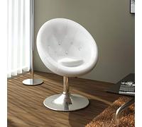 LoogCape Fauteuil de cocktail Chesterfield en cuir synthétique blanc réglable en hauteur avec vérin à gaz, chaise de bar pivotante pour comptoir, salon, bistrot, cuisine