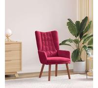 LoogCape Fauteuil en velours rouge vin 63 x 67 x 94 cm avec accoudoirs, pieds en bois et dossier rembourré, peu encombrant, pour salon, bureau, coin lecture, salon télévision relaxant
