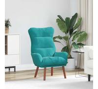 LoogCape Fauteuil en velours turquoise 69 x 74 x 93 cm avec cadre en bois, pivotant, réglable, pour salon, chambre à coucher, bureau, salon, ergonomique, confortable, durable, design élégant