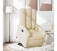 LoogCape Fauteuil inclinable crème en Tissu avec Fonction électrique de Levage et réglage Manuel, Chaise Relax Ergonomique, idéal pour Salon, Chambre ou Bureau, capacité 110 kg