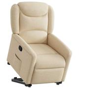 LoogCape Fauteuil inclinable crème en Tissu avec Fonction électrique de Levage et réglage Manuel pour Salon, Fauteuil Relax, Chaise Confortable, idéal pour Personnes âgées ou à mobilité réduite