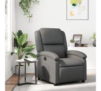 LoogCape Fauteuil inclinable Gris Similicuir avec Repose-Pieds réglable, Chaise Relax Ergonomique, siège Confortable pour Salon, Chambre ou Bureau, capacité 110 kg