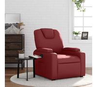LoogCape Fauteuil inclinable Rouge Bordeaux en Similicuir résistant avec poufs et accoudoirs rembourrés pour Salon Chambre Bureau Fauteuil Relax pivotant inclinable avec Porte-gobelets