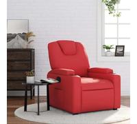 LoogCape Fauteuil inclinable Rouge en Similicuir avec Repose-Pieds réglable, Chaise Relax Ergonomique, Structure Stable en Bois et métal, idéal pour Salon, Chambre ou Bureau, capacité 110 kg