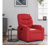 LoogCape Fauteuil inclinable Rouge en Similicuir avec Repose-Pieds réglable, Chaise Relax Ergonomique, siège Confortable avec accoudoirs rembourrés, idéal pour Salon, Chambre ou Bureau