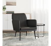 LoogCape Fauteuil noir 61 x 78 x 80 cm en cuir synthétique avec rembourrage en mousse, cadre en métal et accoudoir, relaxation TV, salon, club, simple pour salon, bureau, invités, coin confortable