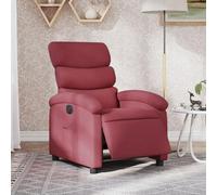 LoogCape Fauteuil relax électrique en tissu rouge vin rembourré 70 x 92 x 99,5 cm avec fonction inclinable à 135 degrés pour salon, chambre, bureau, invités, max 110 kg