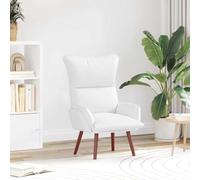 LoogCape Fauteuil relax en cuir synthétique blanc 69 x 74 x 93 cm avec accoudoirs, pieds en bois, fauteuil lounge pour salon, bureau et coin invité, confortable, confortable, peu encombrant, style
