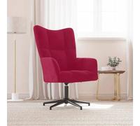 LoogCape Fauteuil relax en velours rouge bordeaux avec design matelassé 62 x 68 x 91 cm, rembourrage en mousse, pied en croix en acier, pivotant à 360 °, pour salon, bureau, repos et salon