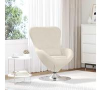 LoogCape Fauteuil œuf Crème Velours avec Base pivotante 360 degrés, Design Moderne, Assise Confort, accoudoirs rembourrés, idéal pour Salon Chambre Bureau, capacité 110 kg