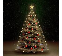 LoogCape Filet lumineux pour sapin de Noël avec 180 LED, 180 cm, blanc chaud, étanche, pour l'intérieur et l'extérieur, éclairage LED économe en énergie, port USB, idéal pour les décorations festives