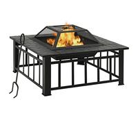LoogCape Foyer de jardin avec tisonnier - 81 x 81 x 47 cm - En acier - Cheminée sur pied - Pour terrasse et jardin - Décoration - Source de chaleur extérieure