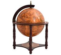 LoogCape Globe bar marron en bois massif d'eucalyptus avec beaucoup d'espace de rangement pour le vin, les spiritueux et les verres, idéal comme bar à la maison, armoire à boissons, buffet, comptoir