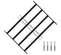 LoogCape Grille de fenêtre 75,5 x 60 cm en acier revêtu par pulvérisation noire réglable pour l'intérieur et l'extérieur, protection contre les effractions, résistante à la corrosion, résistante aux
