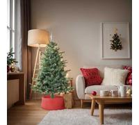 LoogCape Jupe de sapin de Noël rouge Ø 65 x 24 cm en plastique pour l'intérieur et l'extérieur - Élégante nappe de sapin de Noël - Protection du sol - Décoration festive - Couverture durable