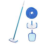 LoogCape Kit d'entretien de piscine 4 pièces avec barre télescopique, aspirateur de sol, skimmer, accessoires d'entretien de l'eau pour piscines hors sol, avec réservoir à saleté, tuyau et accessoires