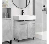 LoogCape Lavabo gris béton en bois - 60 x 35 x 60 cm - Meuble sous lavabo avec étagère - Armoire de salle de bain pour espace de rangement - Montage mural - Meuble de salle de bain - Organisateur de