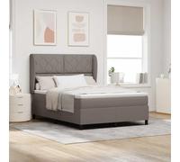 LoogCape Lit à sommier tapissier avec matelas, taupe, 140 x 190 cm, housse en tissu, tête de lit réglable, ensemble de meubles de chambre moderne, cadre de lit confortable