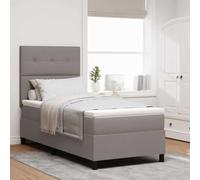 LoogCape Lit à sommier tapissier taupe 90 x 200 cm avec bandes lumineuses LED, housse en tissu, matelas à fermeté moyenne, tête de lit réglable en hauteur, cadre en bois, source d'alimentation USB
