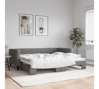 LoogCape Lit de jour extensible gris foncé 100 x 190 cm tissu métal bois lit double canapé lit d'appoint design moderne