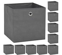 LoogCape Lot de 10 boîtes de rangement, grises, 32 x 32 x 32 cm, pliables, avec œillet en métal, peu encombrant, idéales pour étagère, armoire, cuisine, salle de bain, bureau, rangement, tri